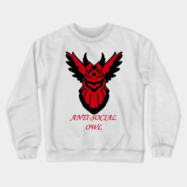 Anti-Social Owl Crewneck Sweatshirt by SoraLorr